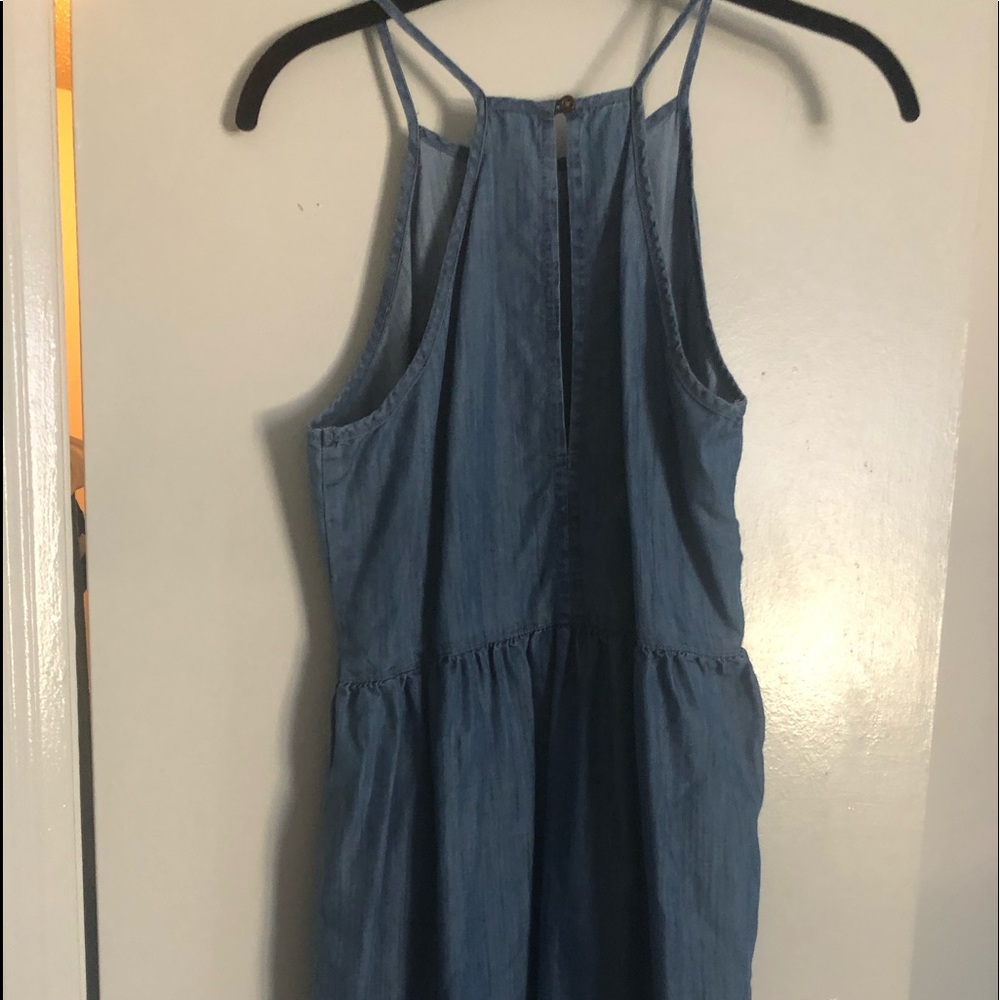 Chambray a-line halter dress